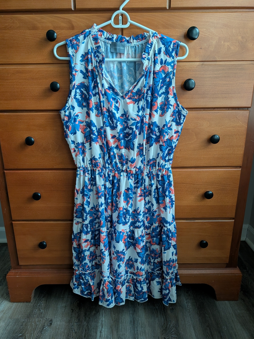 Sleeveless Blue Floral V-Neck Sundress